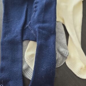 NEW LA. Active USA Baby Footed Tights - Navy and Gray 0-3mo ×3 Pairs